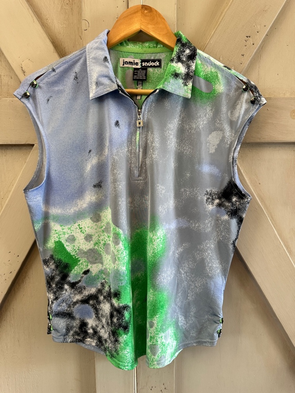 Jamie Sadock Abstract Print Sleeveless Golf Top Quarter Zip Medium Stretch